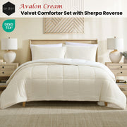 Ardor Avalon Cream 3 Pcs Velvet Comforter Set with Sherpa Reverse Queen/King V442-INT-COMFORTER-3PCSAVALON-CREAM-QS