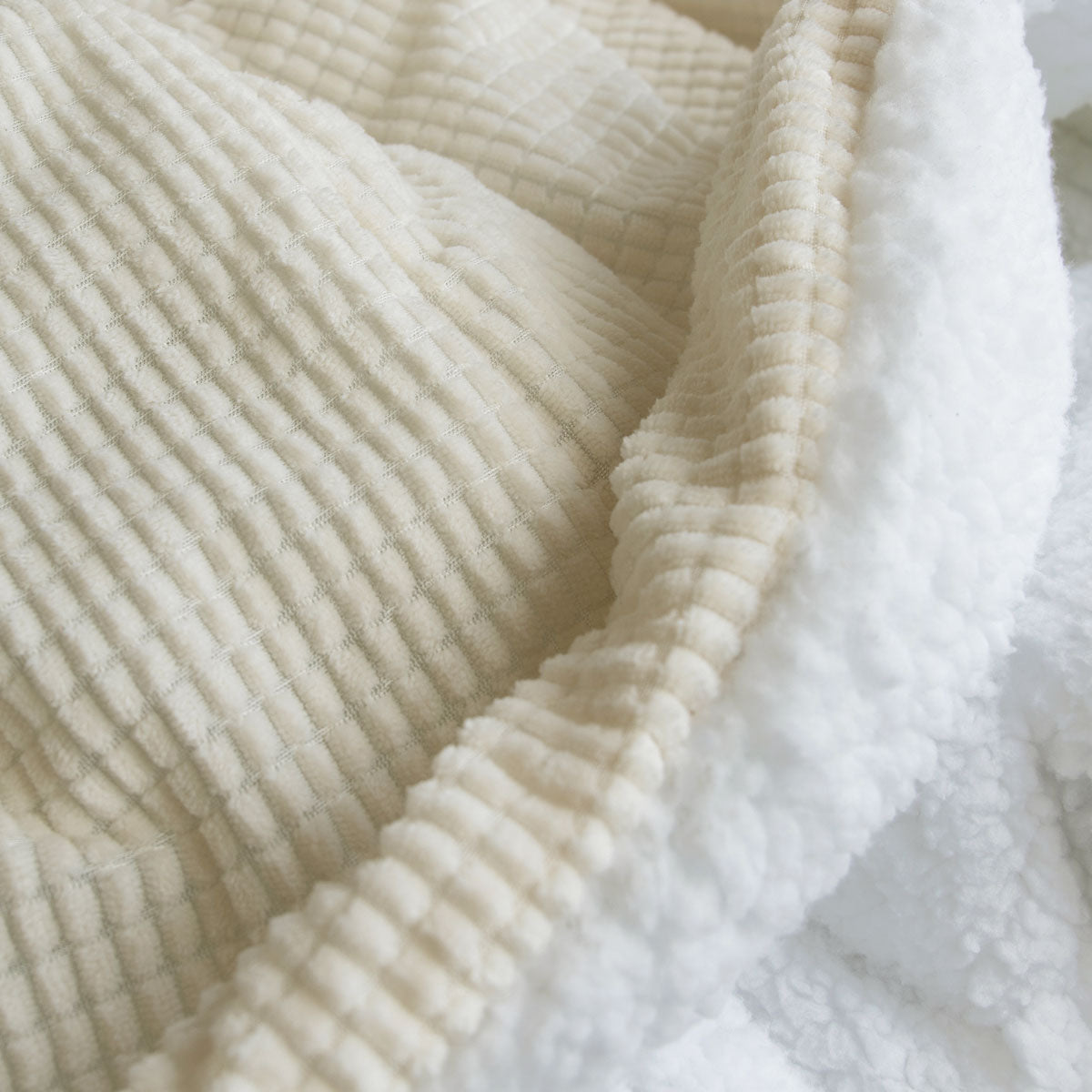 Ardor Avalon Cream 3 Pcs Velvet Comforter Set with Sherpa Reverse Queen/King V442-INT-COMFORTER-3PCSAVALON-CREAM-QS
