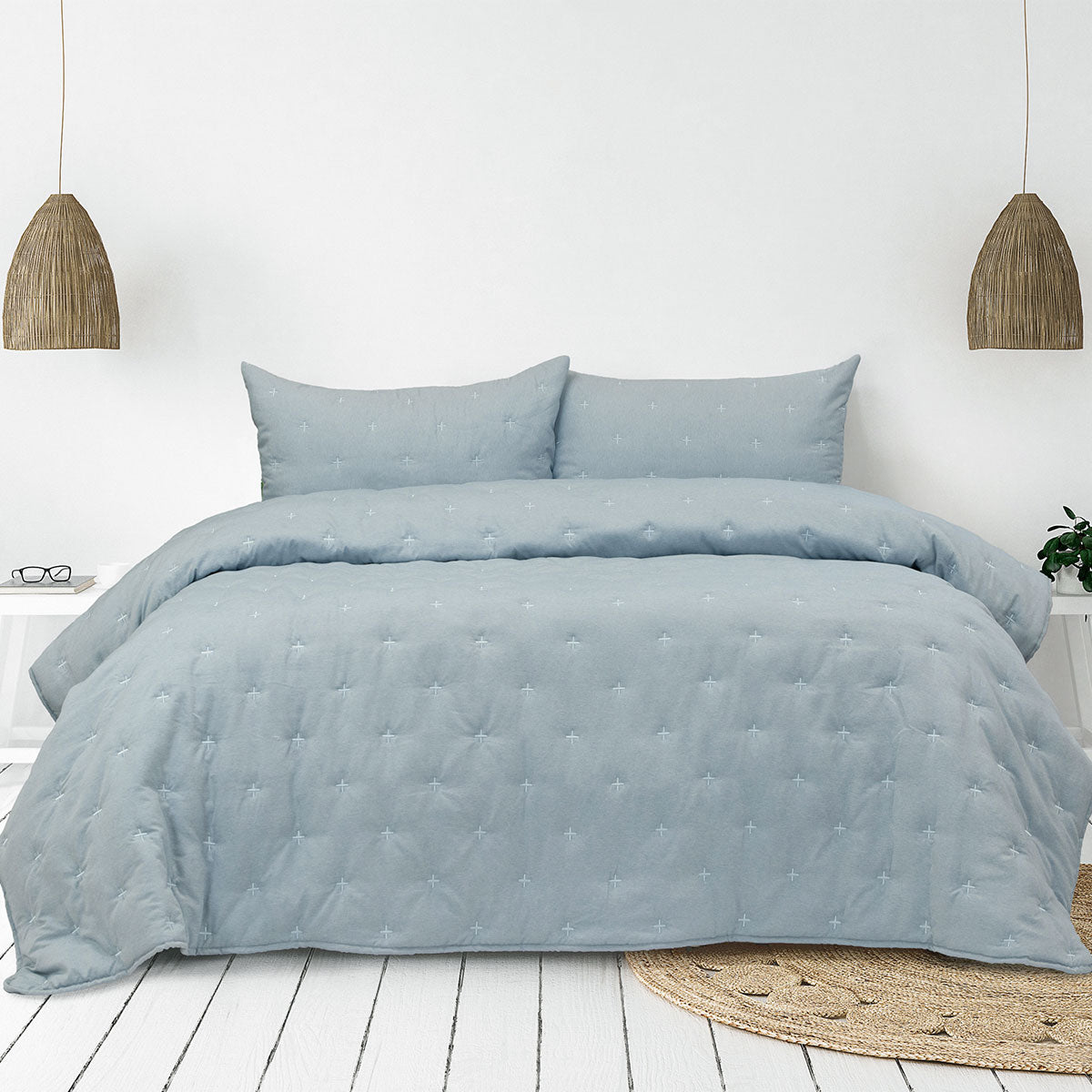Ardor Saladin Chambray 3 Pcs Embroidered Comforter Set Queen/King V442-INT-COMFORTER-3PCSSALADIN-CHAMBRAY-QS