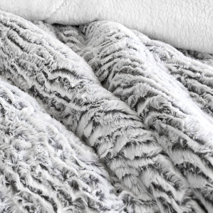 Ardor Faux Fur Silver 3 Piece Comforter Set Single/Double V442-INT-COMFORTER-FAUXFUR-SILVER-SB