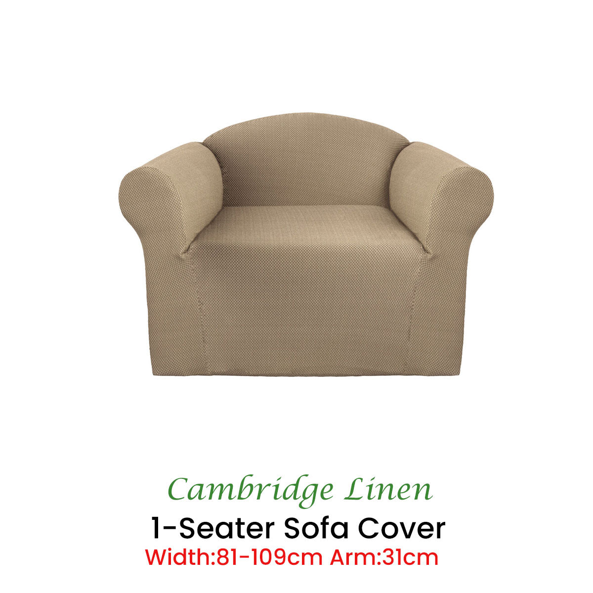 Elan Cambridge Extra-stretch Couch Cover Linen One Seater Linen V442-INT-COUCHC-CAMBRIDGE-LINEN-1S