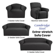 Elan Cambridge Extra-stretch Couch Cover Steel Three Seater Steel V442-INT-COUCHC-CAMBRIDGE-STEEL-3S