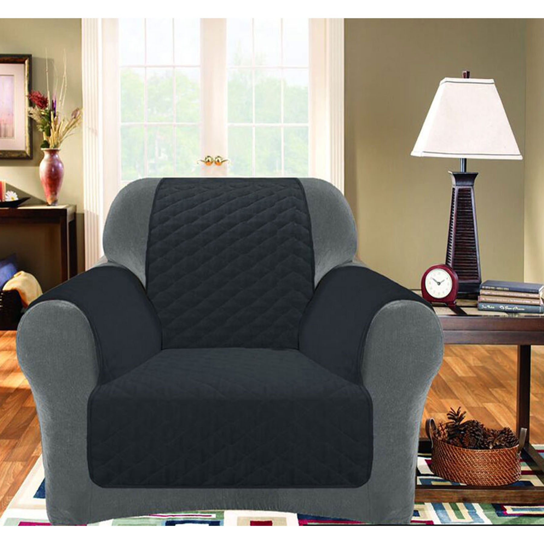 Custom Fit Sofa Cover Protector One Seater Slate V442-INT-COUCHC-PROTECTOR-1SEATER-SLATE