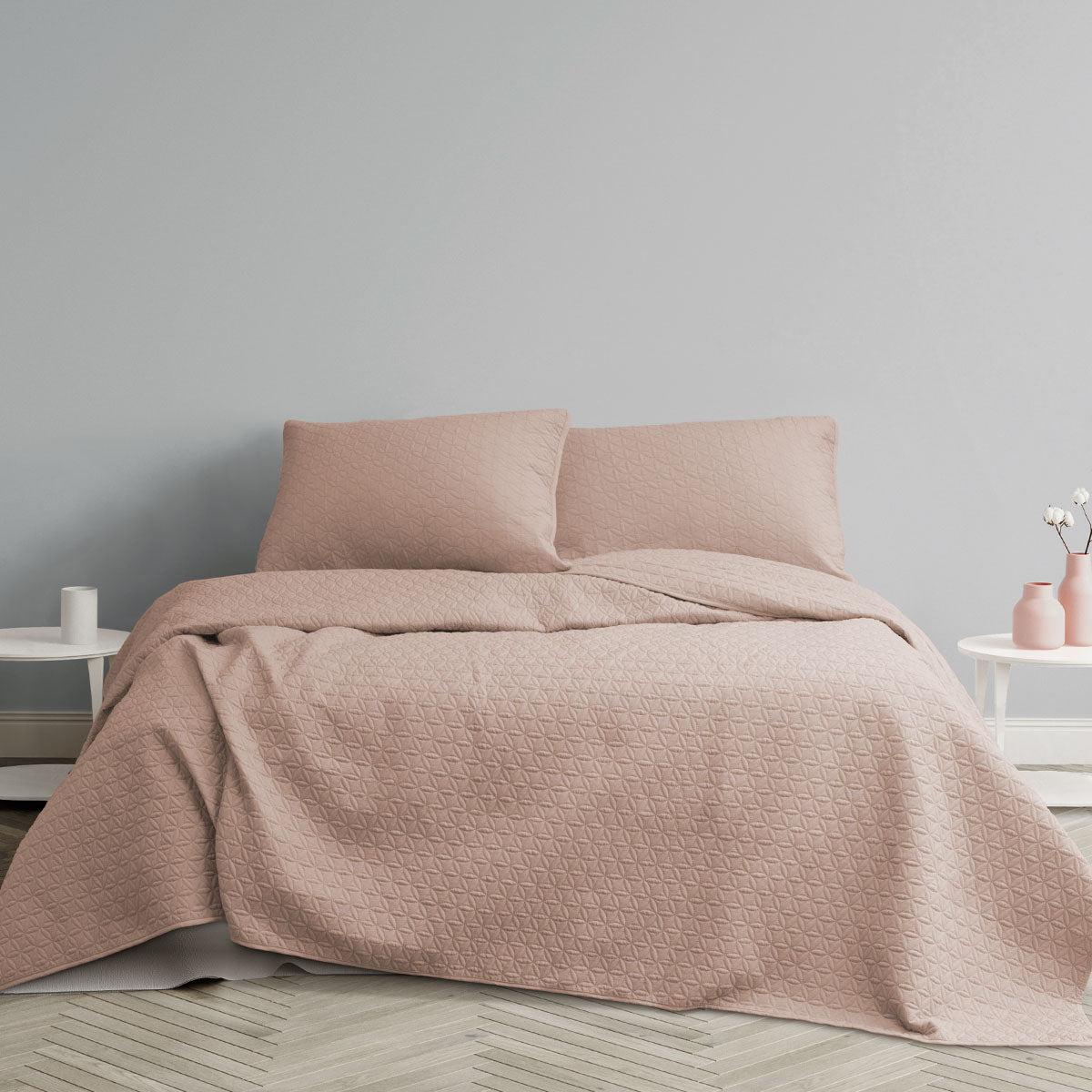 Ardor Chloe Powder Pink 3 Pcs Quilted Coverlet Set Queen/King V442-INT-COVERLETS-CHLOE-PINK-QS
