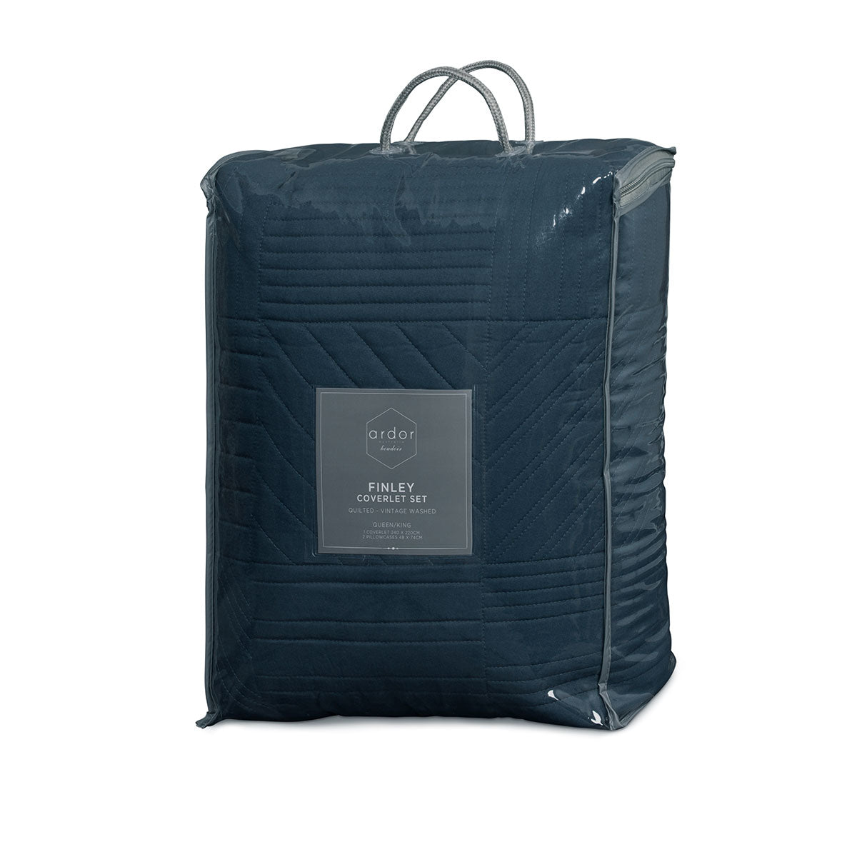 Ardor Finley Navy 3 Pcs Quilted Coverlet Set Queen/King V442-INT-COVERLETS-FINLEY-NAVY-QS