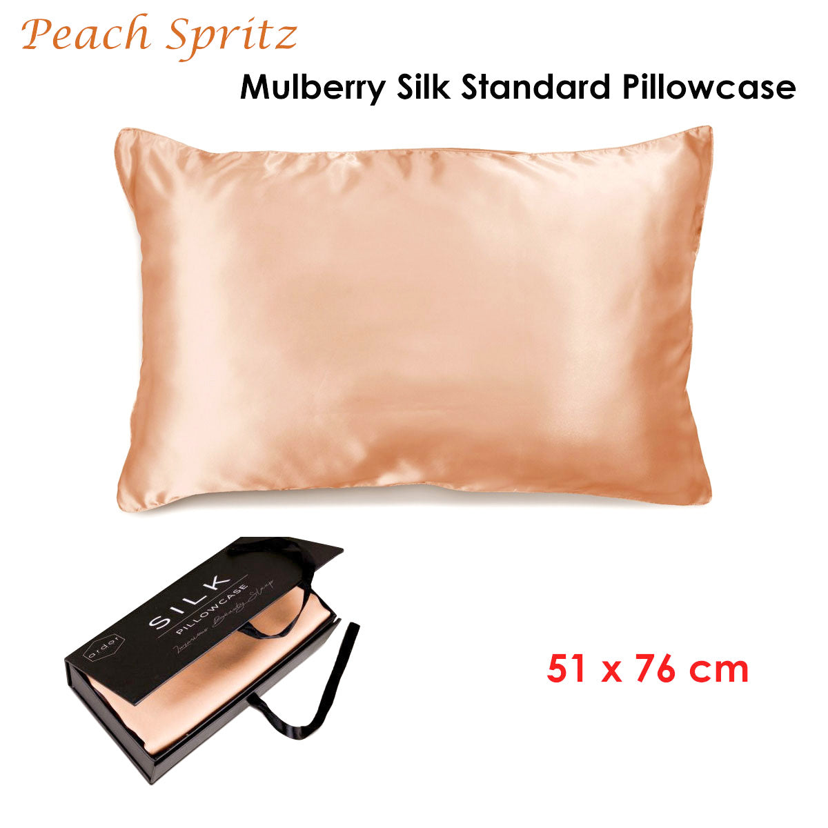 Ardor Mulberry Silk Standard Pillowcase Peach Spritz V442-INT-PILLOWC-MULBERRYSILK-PEACH-ST
