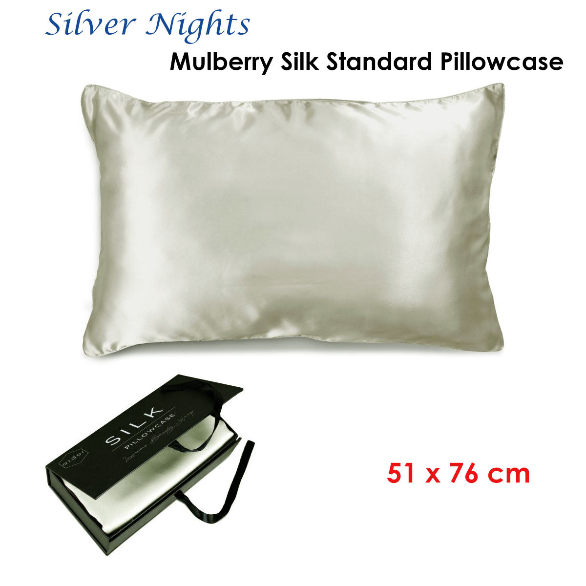 Ardor Mulberry Silk Standard Pillowcase Silver Nights V442-INT-PILLOWC-MULBERRYSILK-SILVER-ST