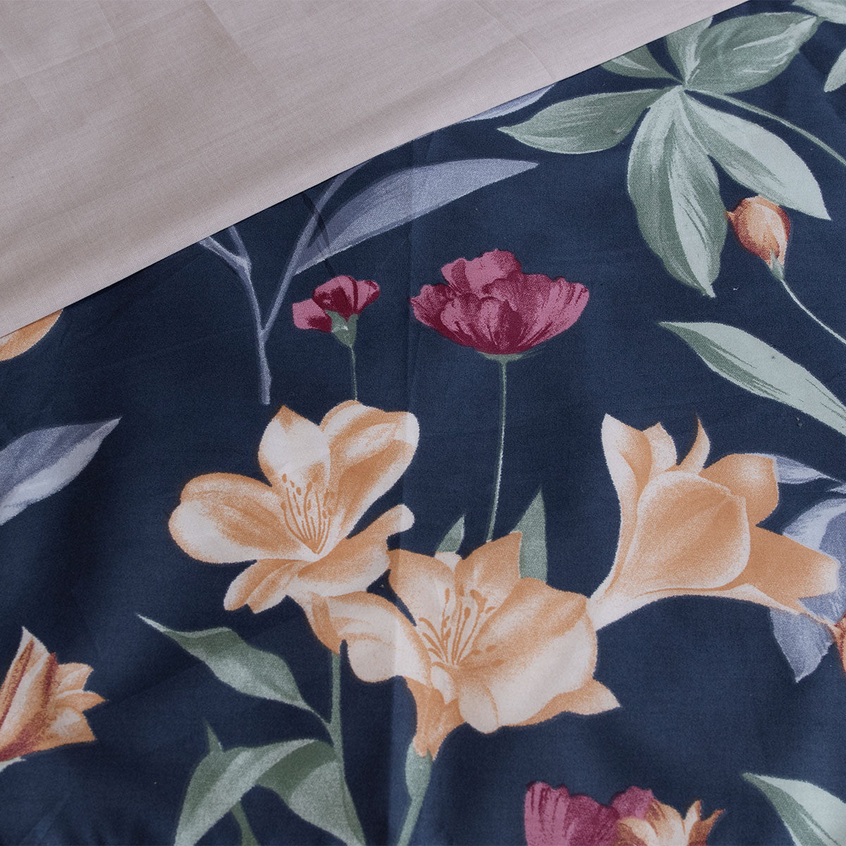 Ardor 250TC Ariana Floral Cotton Sateen Quilt Cover Set Queen V442-INT-QUILTCS-250TCARIANA-NAVY-QS