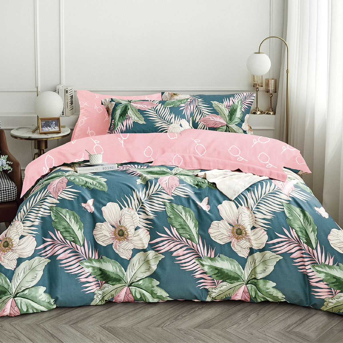 Ardor 250TC Tiki Tropical Cotton Sateen Quilt Cover Set Queen V442-INT-QUILTCS-250TCTIKI-MULTI-QS