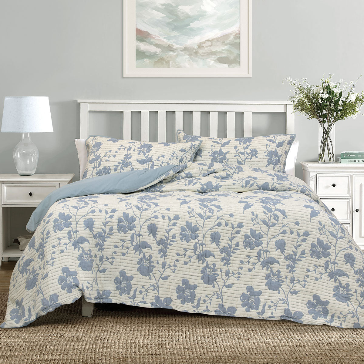 Algodon Abigail Multi Lightly Quilted Cotton Jacquard Quilt Cover Set King V442-INT-QUILTCS-ABIGAILJACQUARD-MULTI-KI