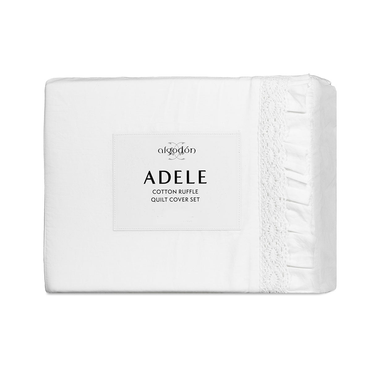 Algodon Adele White Cotton Ruffle Quilt Cover Set King V442-INT-QUILTCS-ADELERUFFLE-WHITE-KI