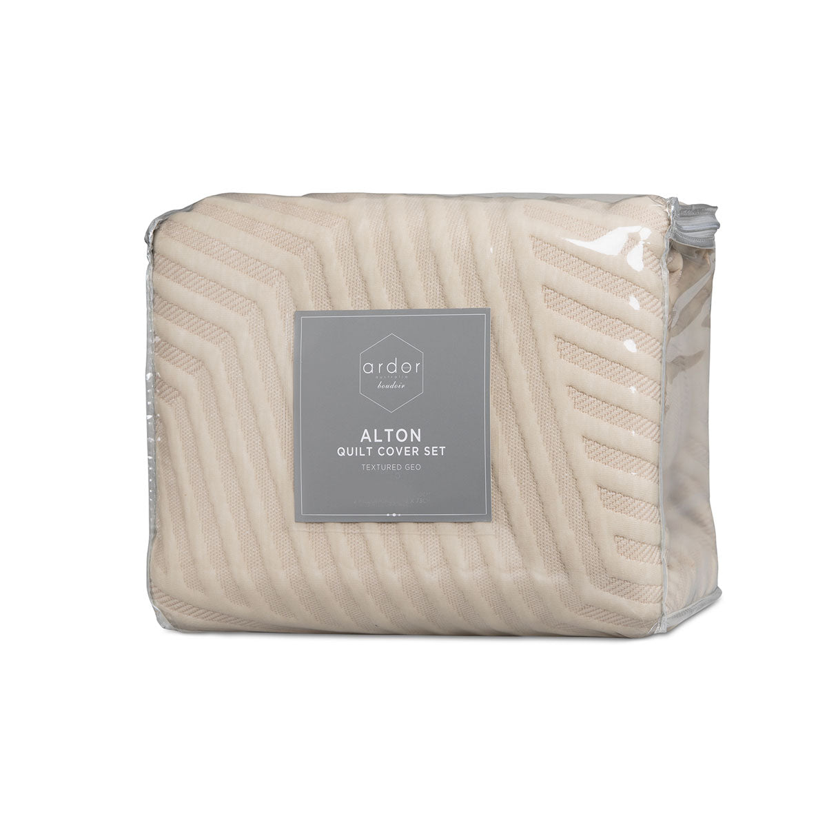 Ardor Alton Linen Jacquard Embossed Texture Geo Quilt Cover Set King V442-INT-QUILTCS-ALTON-LINEN-KI