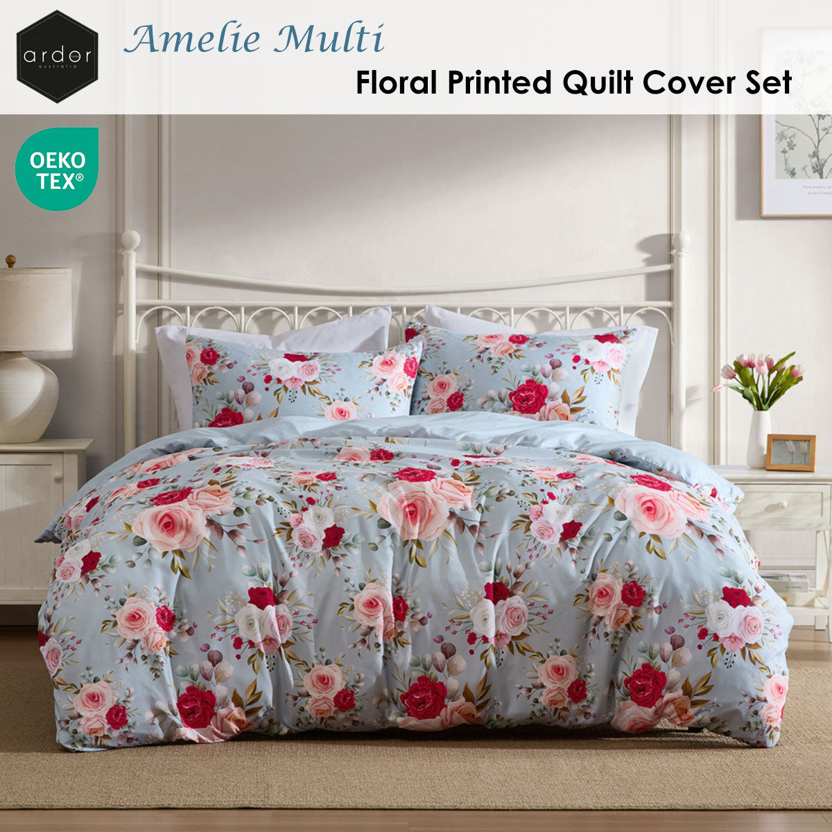 Ardor Amelie Multi Floral Printed Quilt Cover Set Queen V442-INT-QUILTCS-AMELIE-MULTI-QS