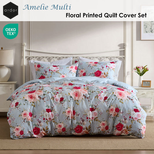 Ardor Amelie Multi Floral Printed Quilt Cover Set Queen V442-INT-QUILTCS-AMELIE-MULTI-QS