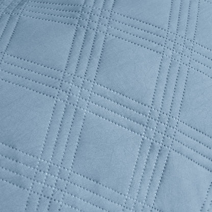 Ardor Carter Mineral Blue Embossed Vintage Washed Geometric Quilt Cover Set Queen V442-INT-QUILTCS-CARTER-MINERALBLUE-QS