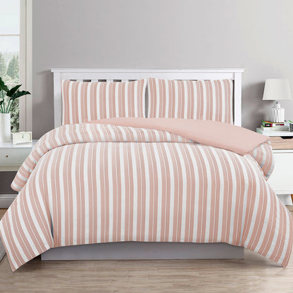 Ardor Cove Rose Dust (Similar to Peach color) Seersucker Waffle Quilt Cover Set King V442-INT-QUILTCS-COVE-ROSEDUST-KI