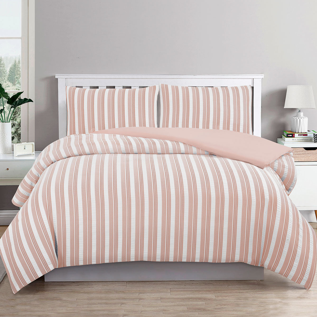 Ardor Cove Rose Dust (Similar to Peach color) Seersucker Waffle Quilt Cover Set Queen V442-INT-QUILTCS-COVE-ROSEDUST-QS
