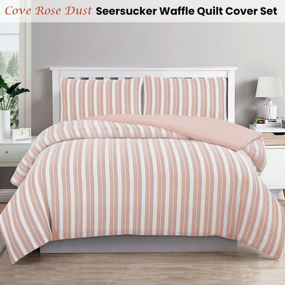 Ardor Cove Rose Dust (Similar to Peach color) Seersucker Waffle Quilt Cover Set Queen V442-INT-QUILTCS-COVE-ROSEDUST-QS