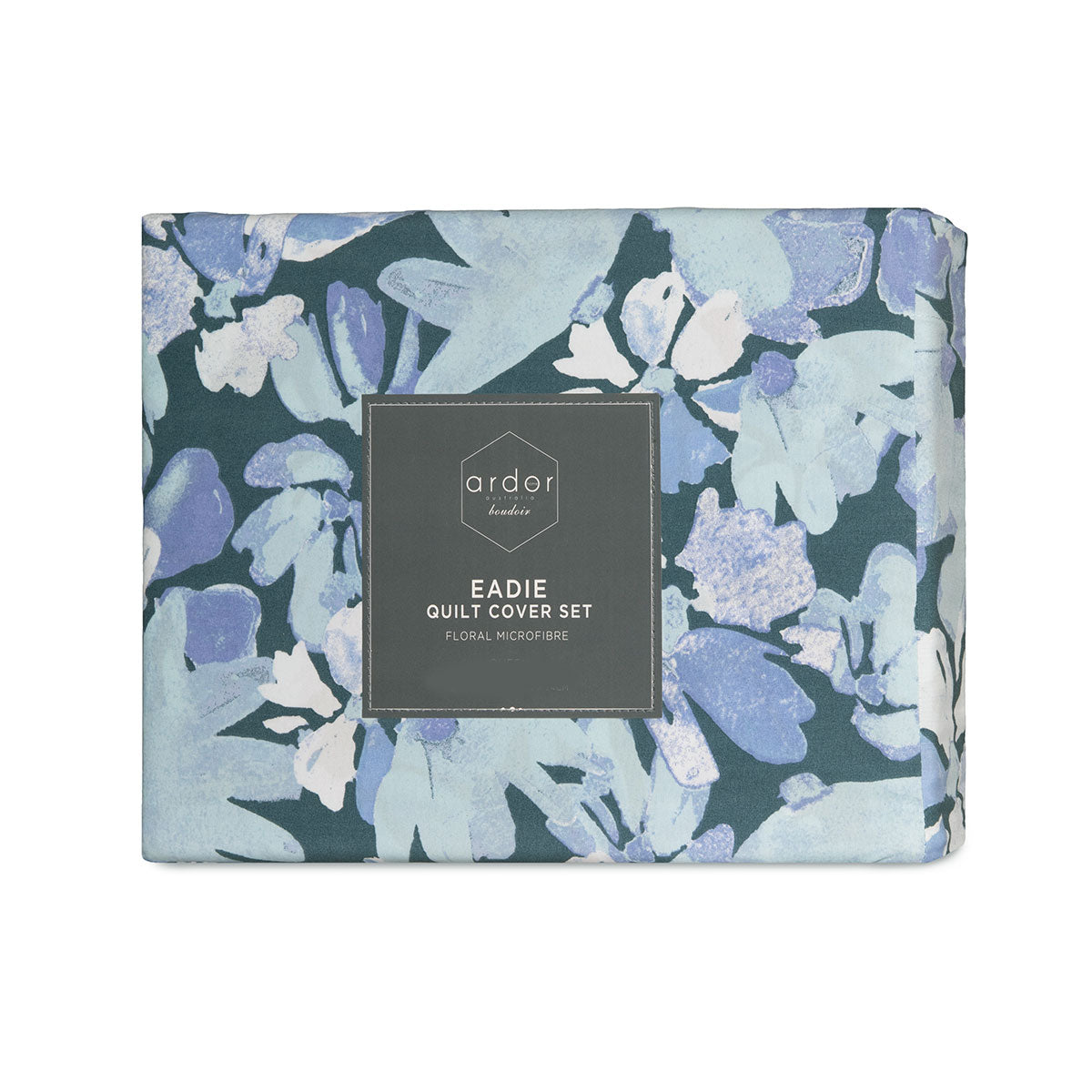 Ardor Eadie Teal Floral Printed Quilt Cover Set Queen V442-INT-QUILTCS-EADIE-TEAL-QS