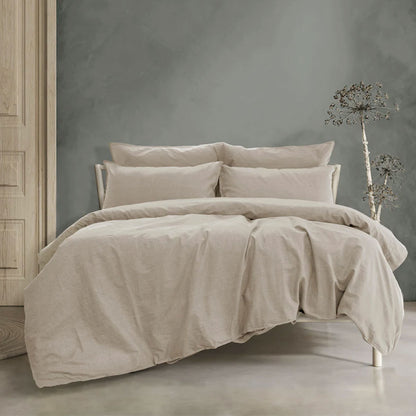 Ardor Embre Taupe (Also known as Warm Grey) 100% Washed Cotton Quilt Cover Set King V442-INT-QUILTCS-EMBRE-WARMGREY-KI