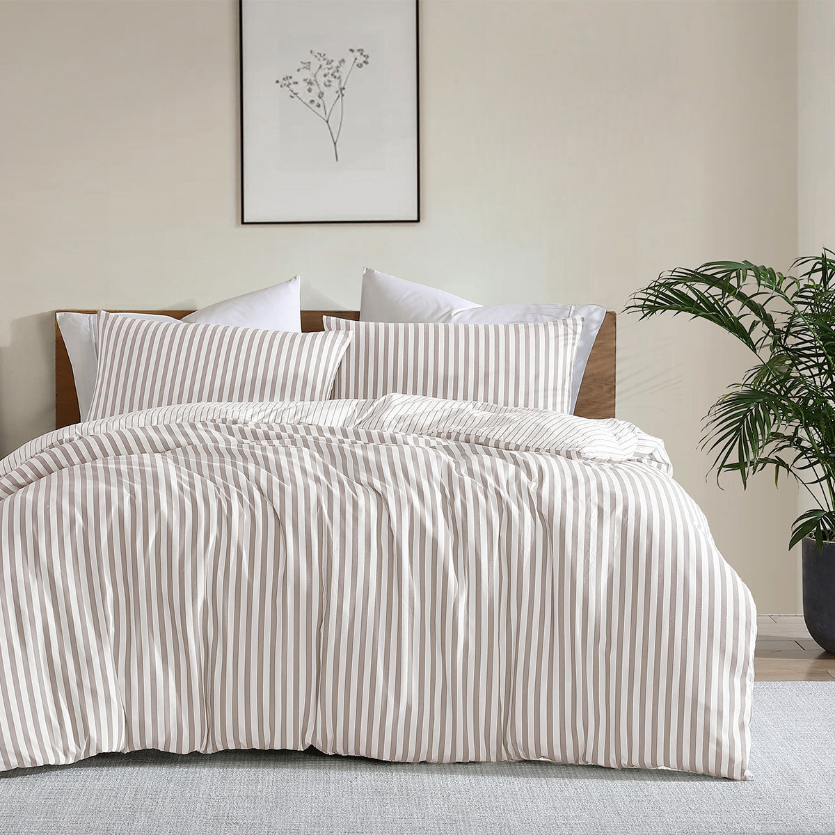 Ardor Frankie Natural Stripe Yarn Dyed Reversible Quilt Cover Set King V442-INT-QUILTCS-FRANKIESTRIPE-NATURAL-KI