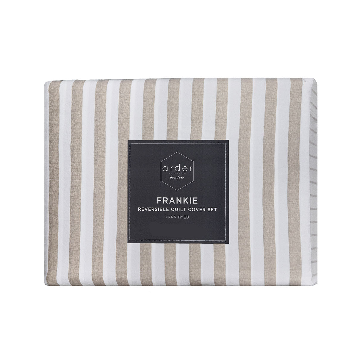 Ardor Frankie Natural Stripe Yarn Dyed Reversible Quilt Cover Set Queen V442-INT-QUILTCS-FRANKIESTRIPE-NATURAL-QS