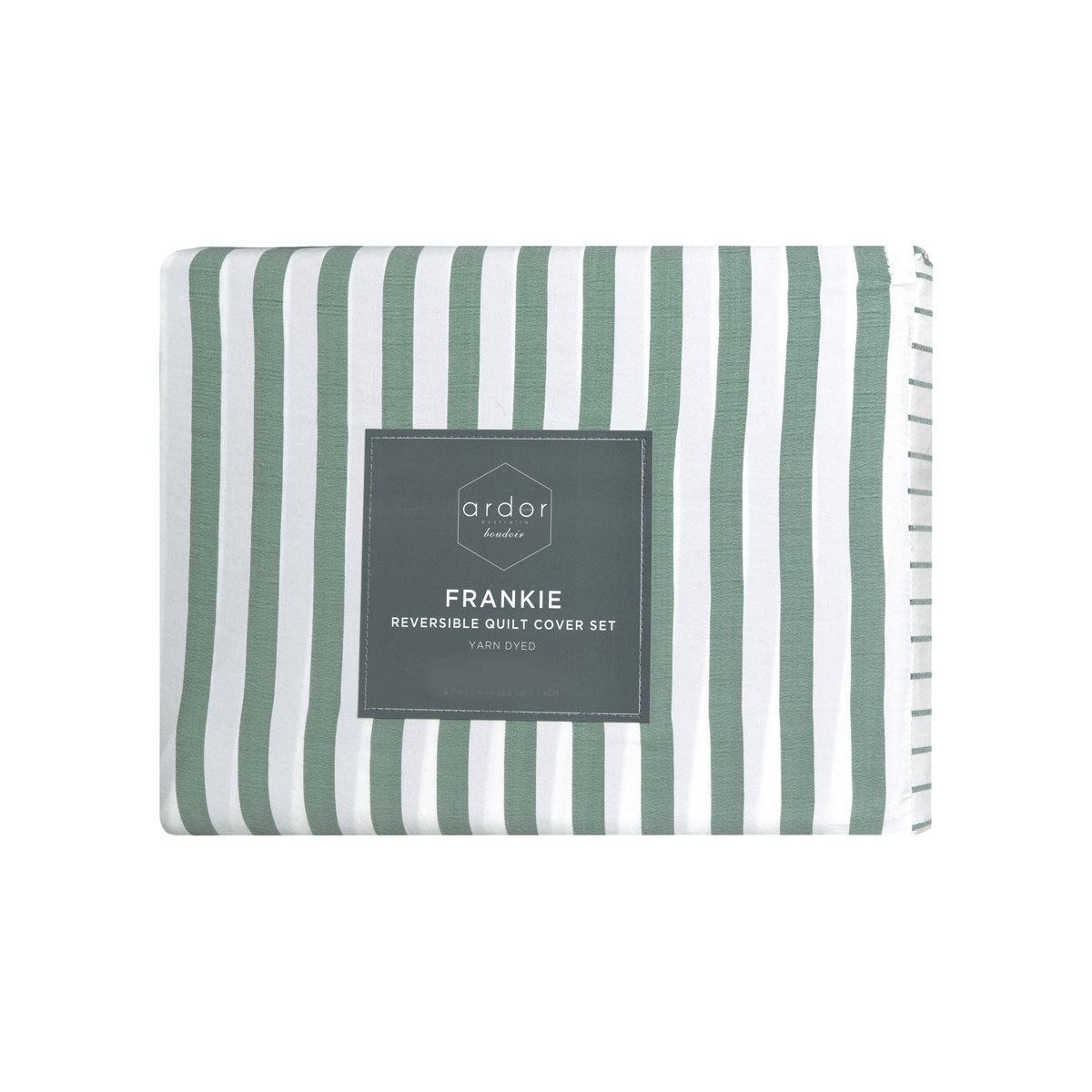 Ardor Frankie Sage Stripe Yarn Dyed Reversible Quilt Cover Set Queen V442-INT-QUILTCS-FRANKIESTRIPE-SAGE-QS