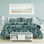 Ardor Indra Teal Palm Leaf Printed Quilt Cover Set Queen V442-INT-QUILTCS-INDRAPRINTED-TEAL-QS