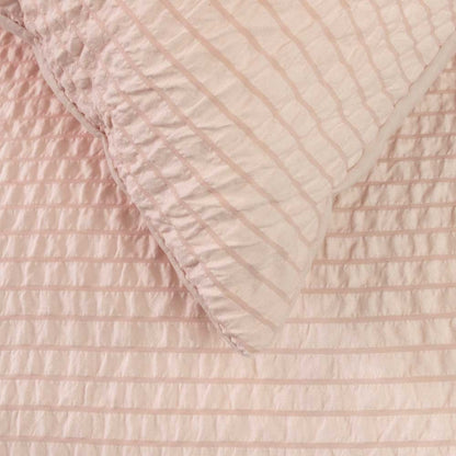 Ardor Ingrid Blush Seersucker Stripe Quilt Cover Set Double V442-INT-QUILTCS-INGRID-BLUSH-DS
