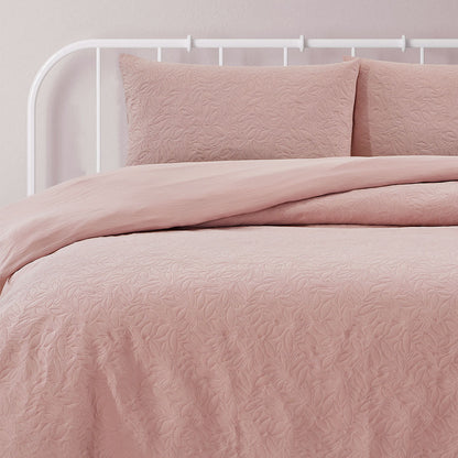 Ardor Lottie Blush Pinsonic Embossed Quilt Cover Set King V442-INT-QUILTCS-LOTTIE-BLUSH-KI