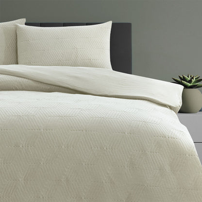 Ardor Maxwell Tan Embossed Vintage Washed Quilt Cover Set Queen V442-INT-QUILTCS-MAXWELL-TAN-QS
