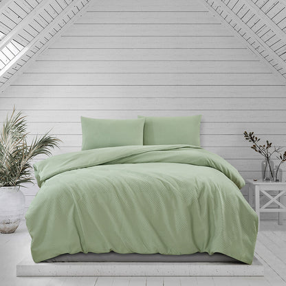 Ardor Preston Pale Green Embossed Quilt Cover Set King V442-INT-QUILTCS-PRESTON-GREEN-KI