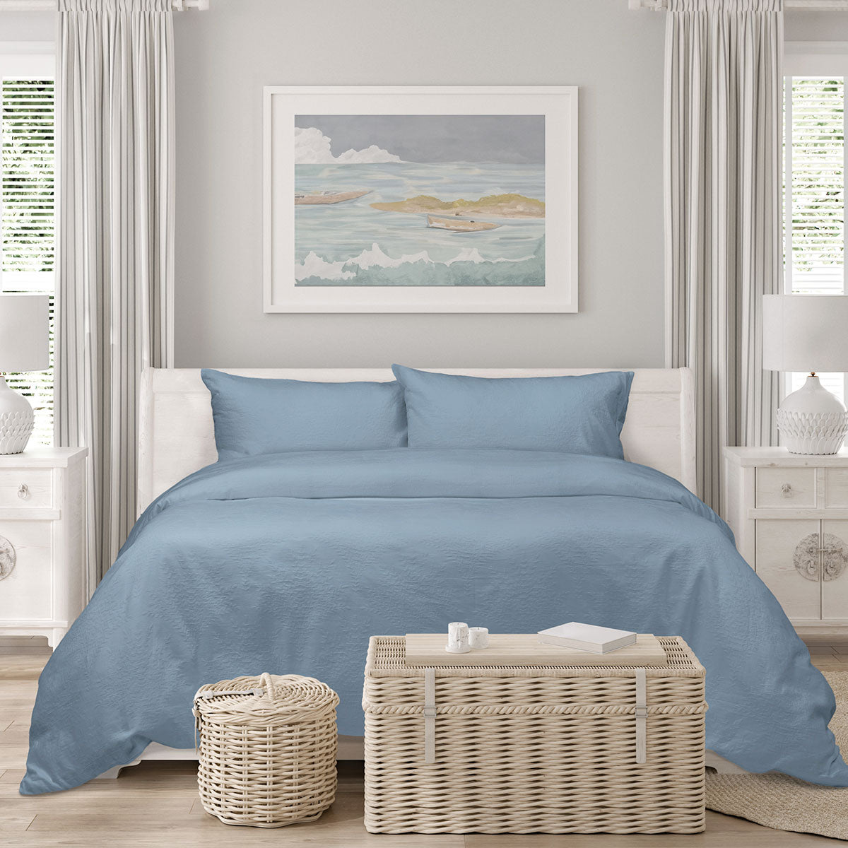 Algodon Romy Blue Cotton Jacquard Quilt Cover Set King V442-INT-QUILTCS-ROMYJACQUARD-BLUE-KI