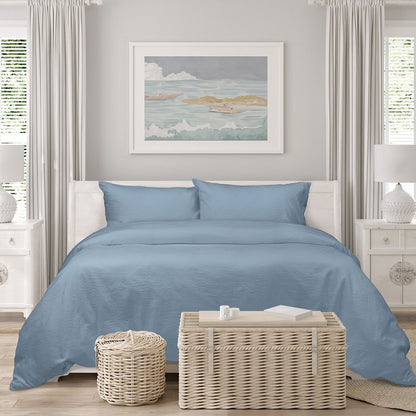 Algodon Romy Blue Cotton Jacquard Quilt Cover Set King V442-INT-QUILTCS-ROMYJACQUARD-BLUE-KI
