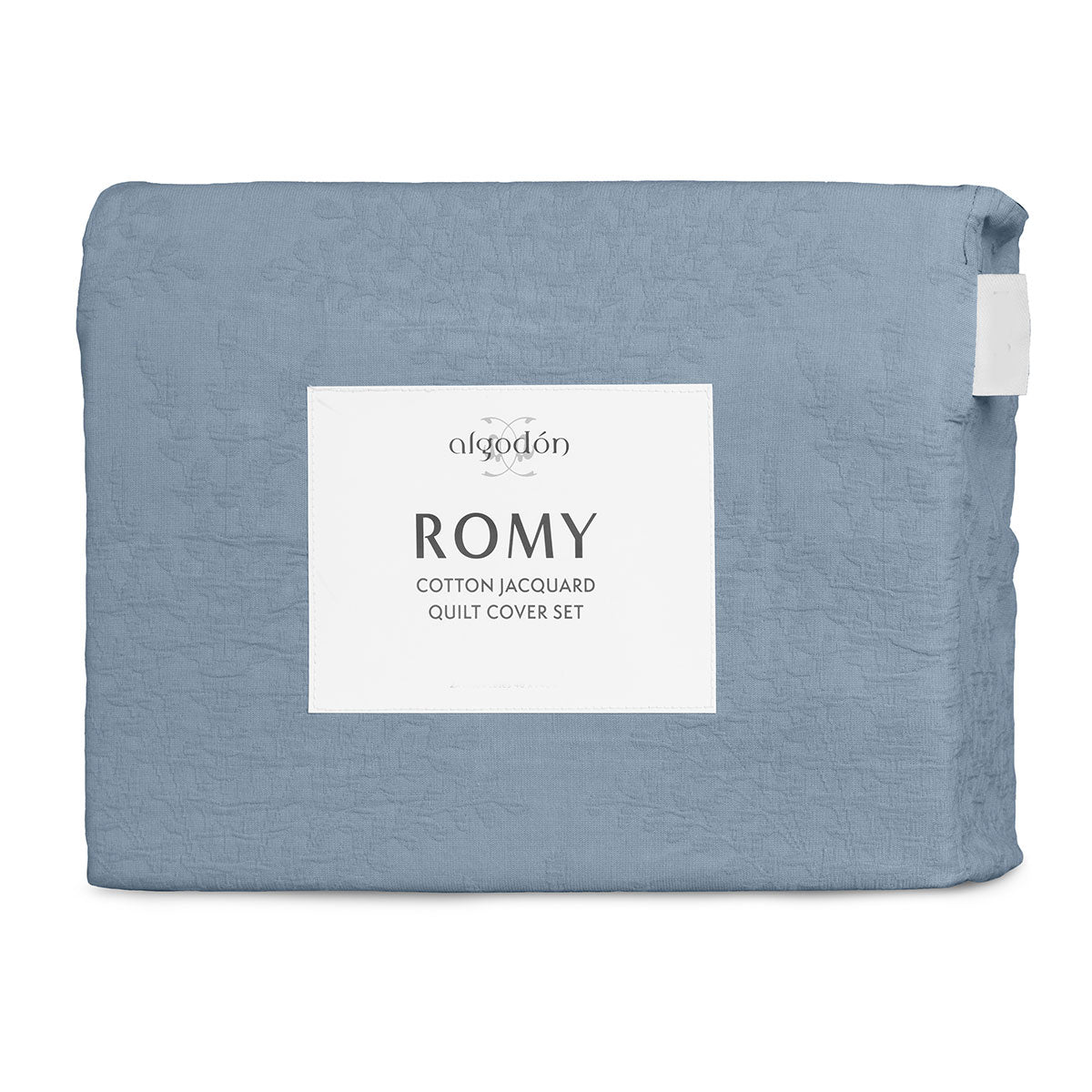 Algodon Romy Blue Cotton Jacquard Quilt Cover Set King V442-INT-QUILTCS-ROMYJACQUARD-BLUE-KI