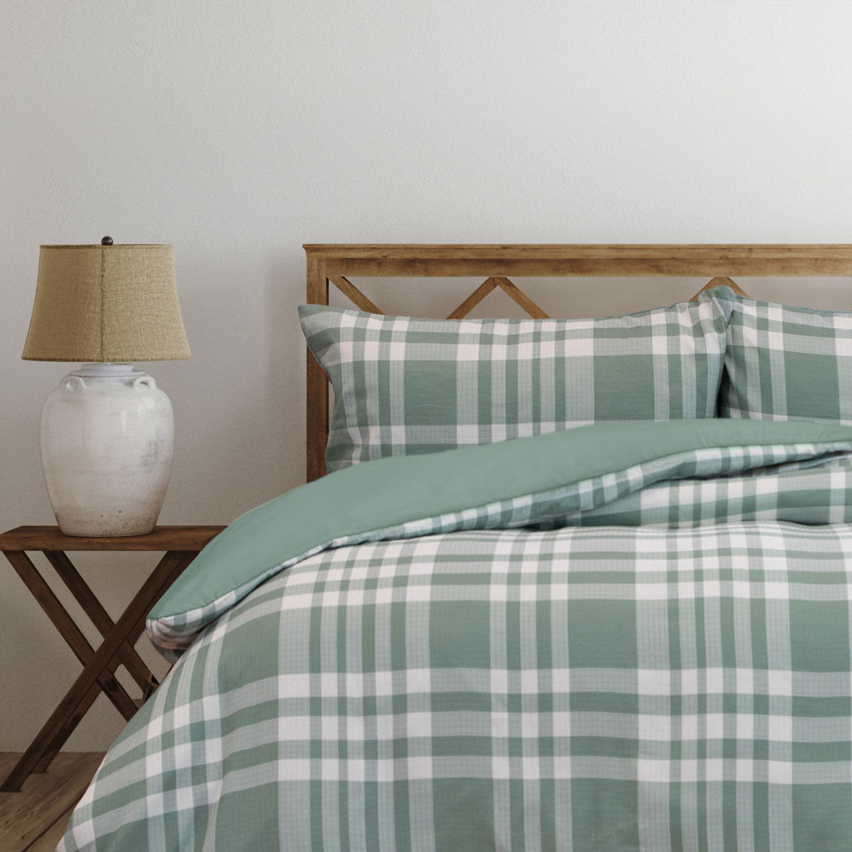 Ardor Ronan Green Plaid Jacquard Quilt Cover Set King V442-INT-QUILTCS-RONAN-GREEN-KI