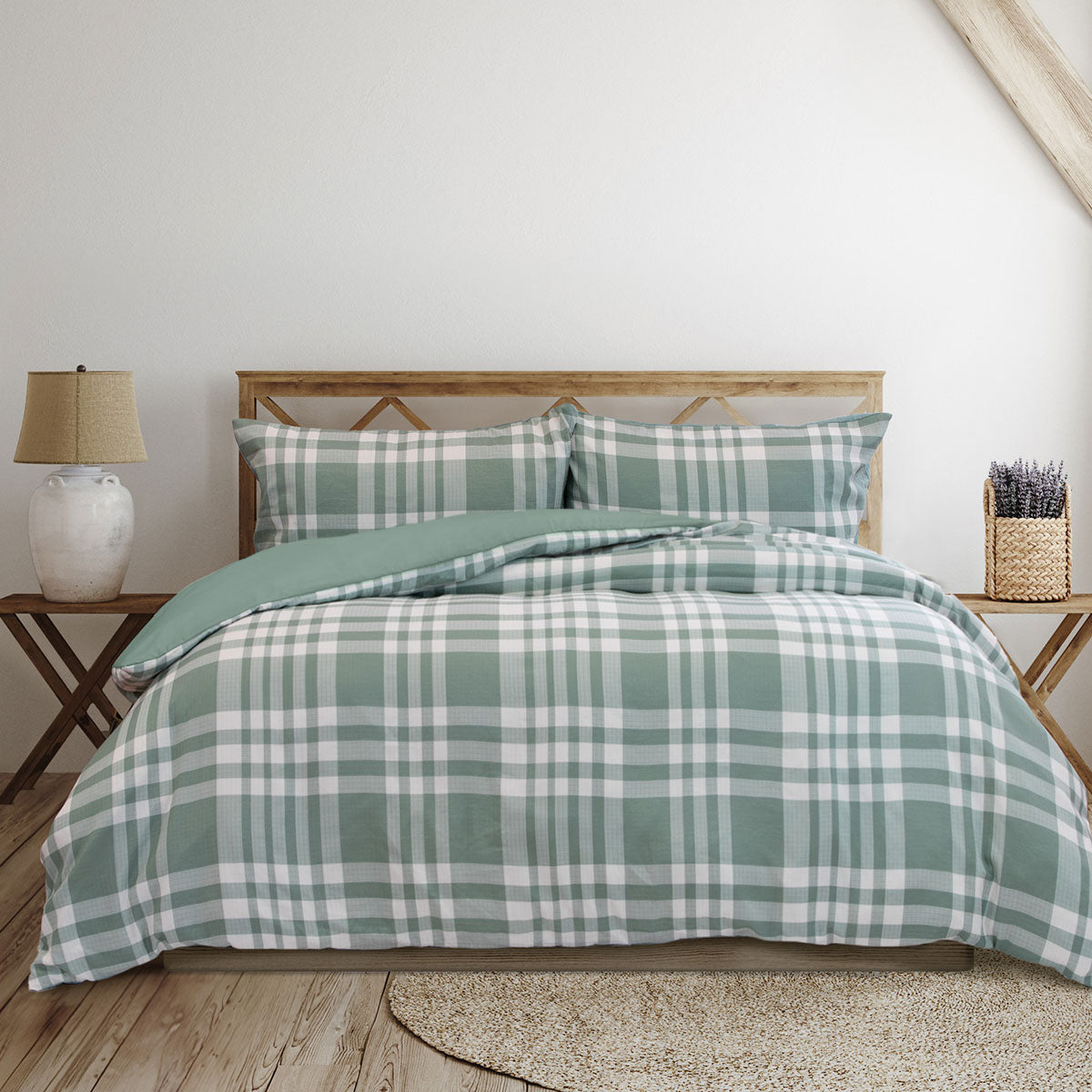 Ardor Ronan Green Plaid Jacquard Quilt Cover Set Queen V442-INT-QUILTCS-RONAN-GREEN-QS