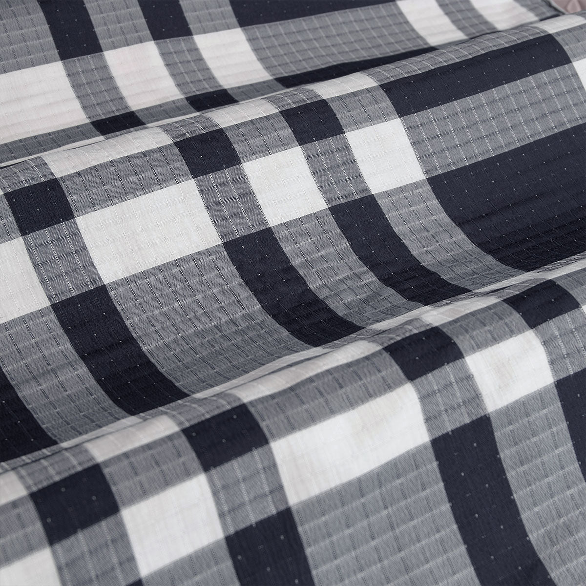 Ardor Ronan Navy Plaid Jacquard Quilt Cover Set King V442-INT-QUILTCS-RONAN-NAVY-KI