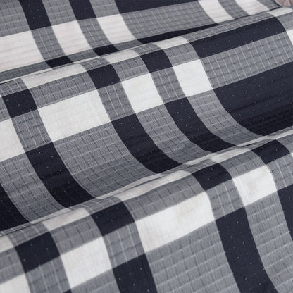 Ardor Ronan Navy Plaid Jacquard Quilt Cover Set Queen V442-INT-QUILTCS-RONAN-NAVY-QS