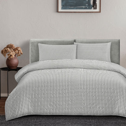 Ardor Rowe Grey Textured Seersucker Quilt Cover Set Queen V442-INT-QUILTCS-ROWE-GREY-QS