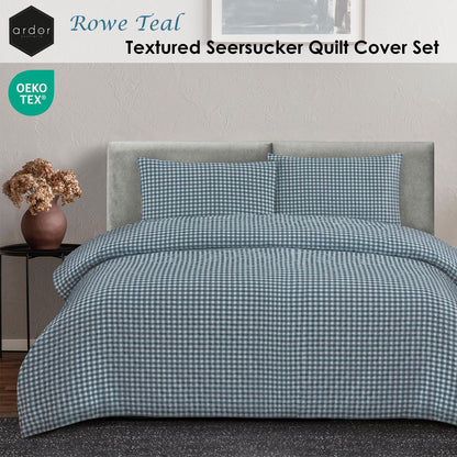 Ardor Rowe Teal Textured Seersucker Quilt Cover Set King V442-INT-QUILTCS-ROWE-TEAL-KI