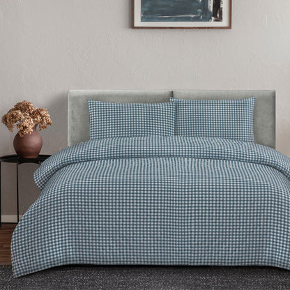 Ardor Rowe Teal Textured Seersucker Quilt Cover Set Queen V442-INT-QUILTCS-ROWE-TEAL-QS