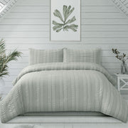 Ardor Sommer Coastal Grey Seersucker Stripe Quilt Cover Set Queen V442-INT-QUILTCS-SOMMER-COASTALGREY-QS