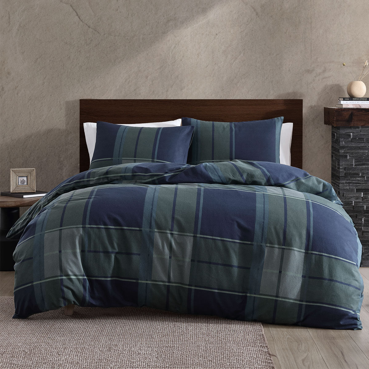 Ardor Sommers Dark Khaki Cotton Flannelette Quilt Cover Set King V442-INT-QUILTCS-SOMMERS-DARKKHAKI-KI