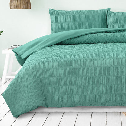 Ardor Tuscan Teal Ruched Quilt Cover Set Queen V442-INT-QUILTCS-TUSCANRUCHED-TEAL-QS