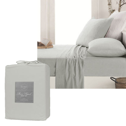 Ardor Micro Flannel Sheet Set Silver Mega Queen V442-INT-SHEETS-ARDORMICROFLANNEL-SILVER-SQ