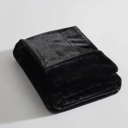 Ardor Benz Faux Fur Soft Plush Throw Rug 130x170cm Black V442-INT-THROW-BENZFAUXFUR-BLACK-RE