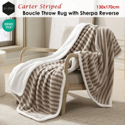 Ardor Carter Striped Boucle Throw Rug with Sherpa Reverse 130x170cm V442-INT-THROW-CARTERBOUCLE-MULTI-RE