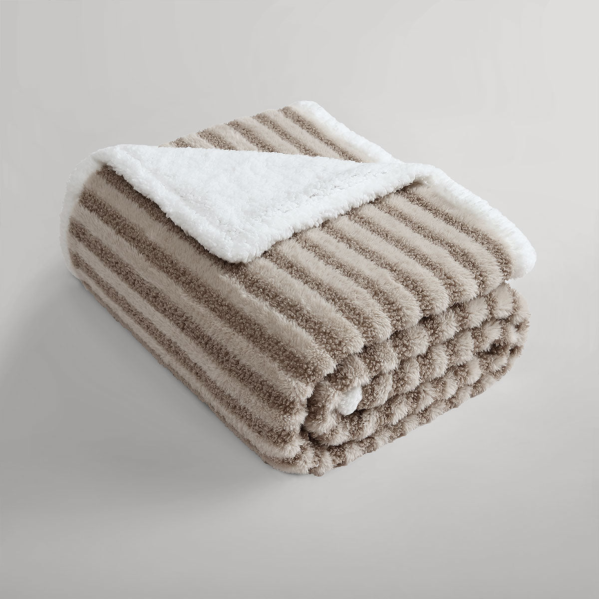 Ardor Carter Striped Boucle Throw Rug with Sherpa Reverse 130x170cm V442-INT-THROW-CARTERBOUCLE-MULTI-RE