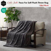 Ardor Cole Ash Striped Faux Fur Soft Plush Throw Rug 130x170cm V442-INT-THROW-COLEFAUXFUR-ASH-RE